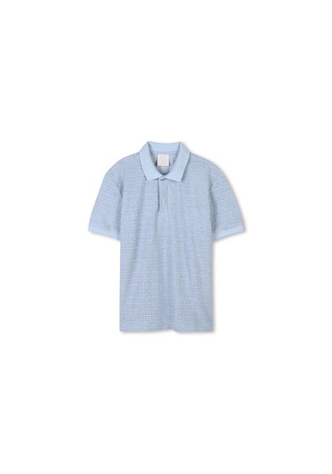 Polo In Spugna di Cotone Azzurra Con Motivo 4G In Rilievo GIVENCHY KIDS | H30748772